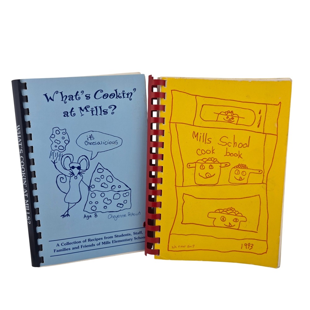 Morris Press‎ Mills Elementary School Cookbooks 1993 Set of 2 FAIR Vtg Nostalgia